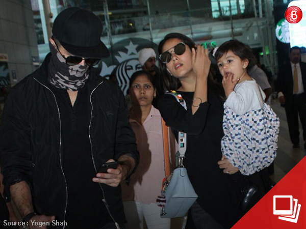 Shahid Kapoor, Mira Rajput and Misha Kapoor airport pictures 