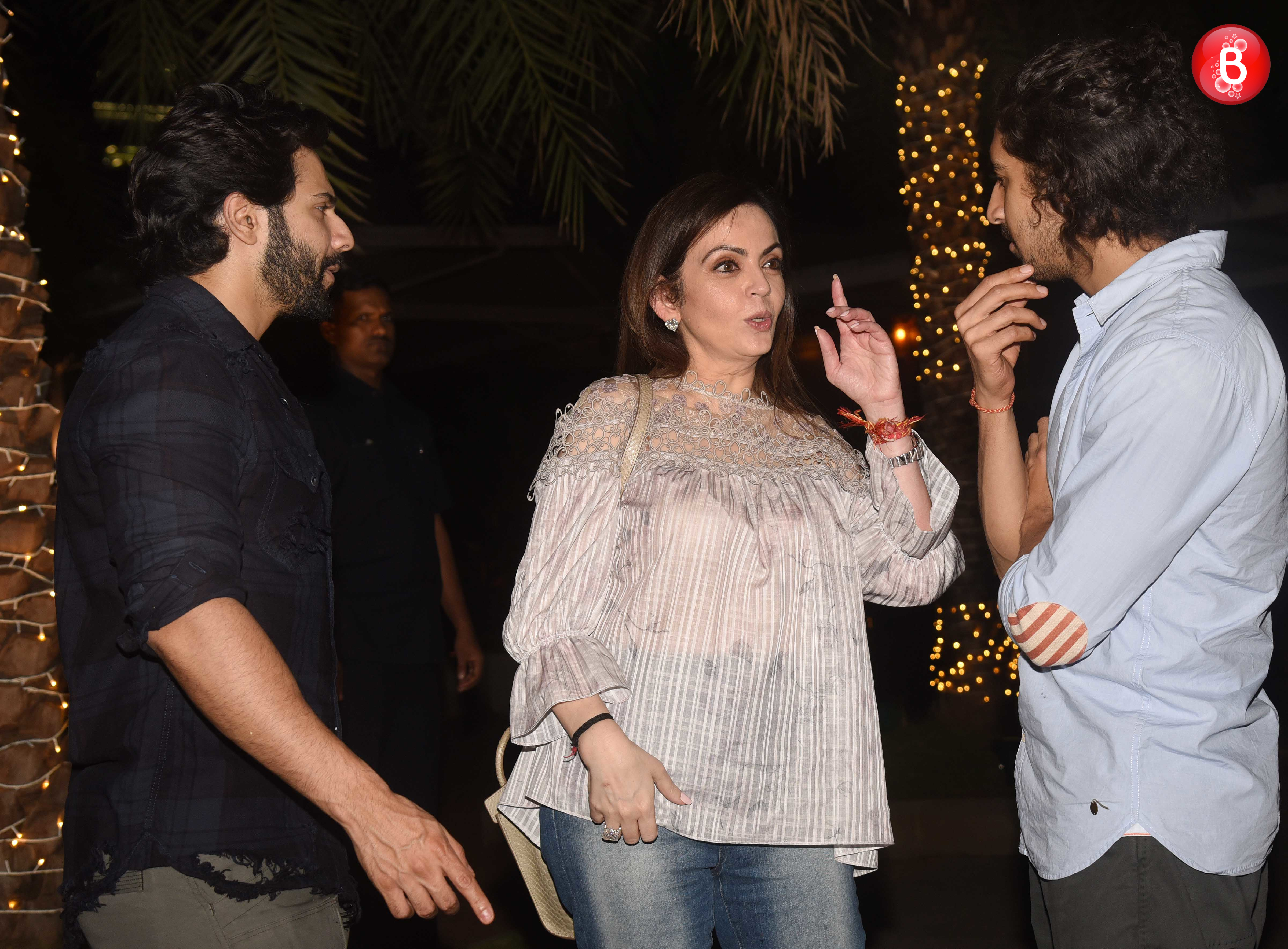 Varun Dhawan, Ayan Mukherjee and Nita Ambani picture