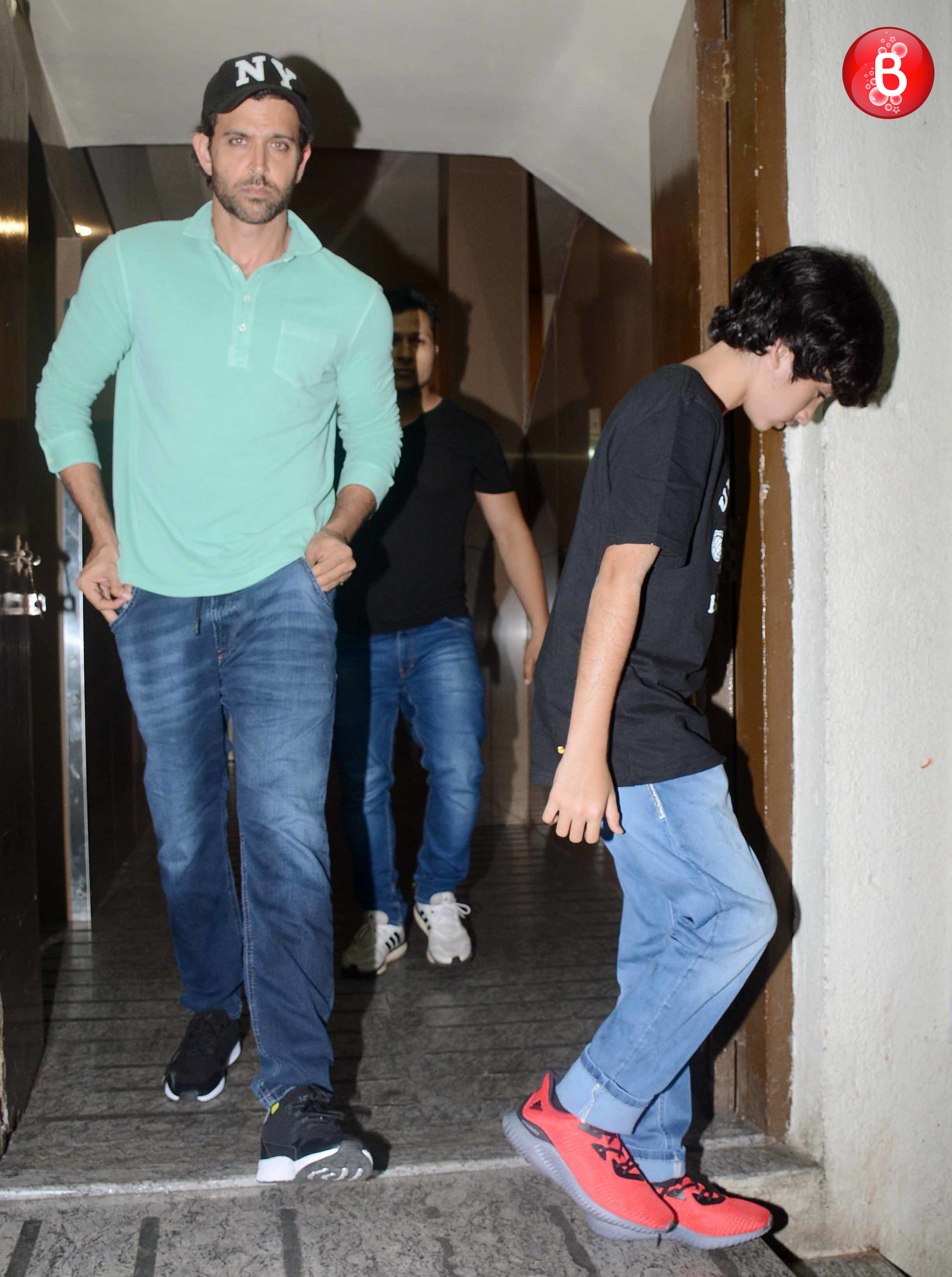 Hrithik sussanne with kids at PVR Juhu