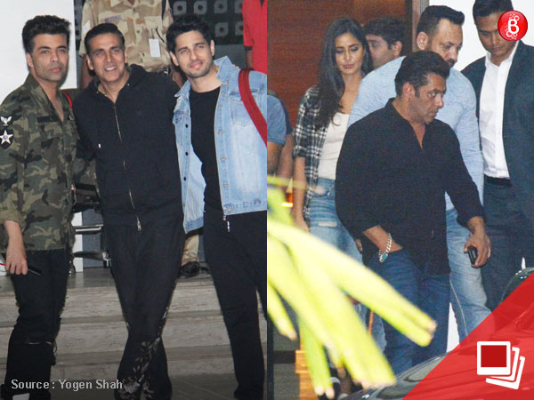 SPOTTED: Grumpy Salman with smiling Katrina, Akshay, Karan at airport