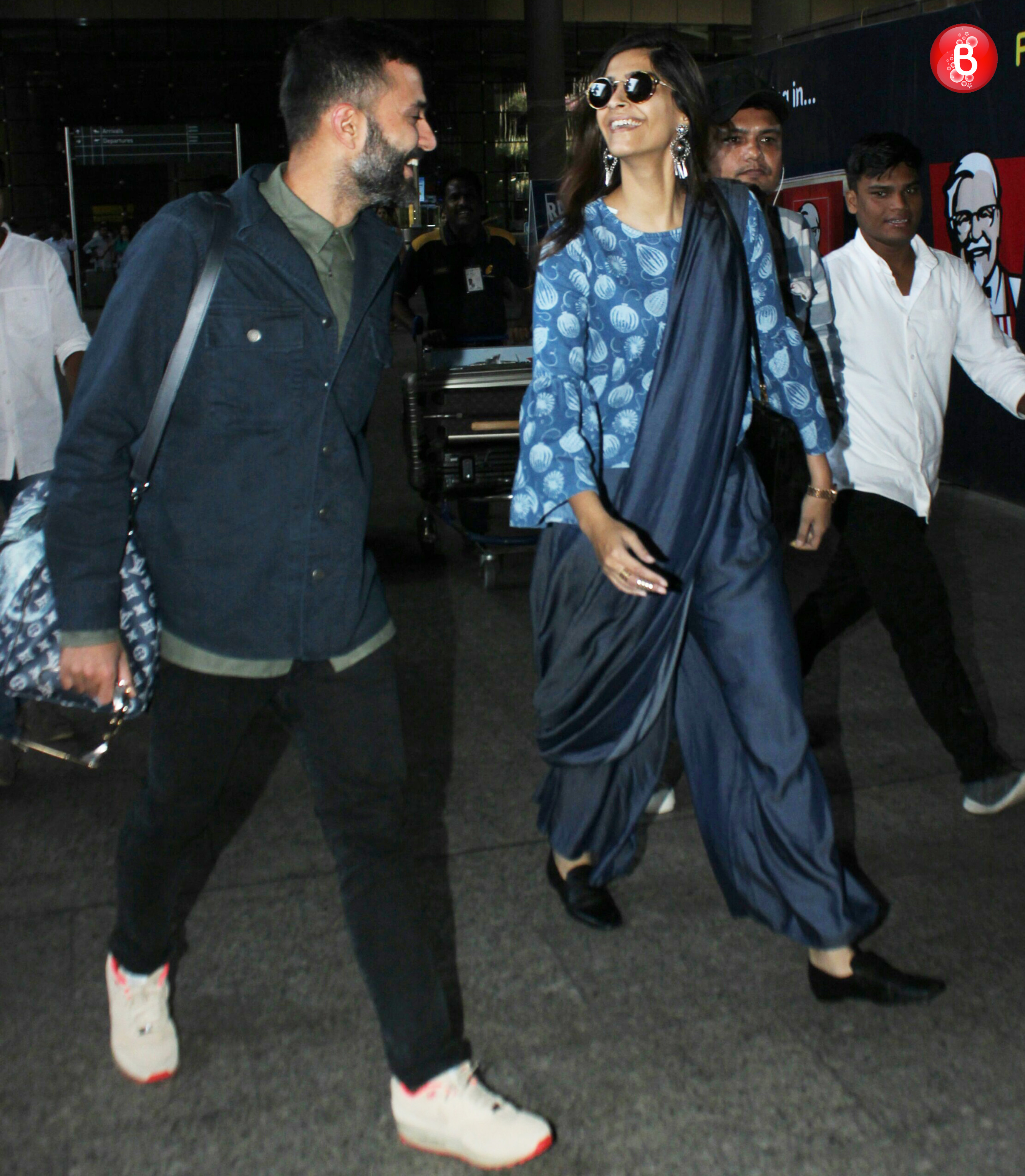 Sonam Kapoor and Anand Ahuja at airport