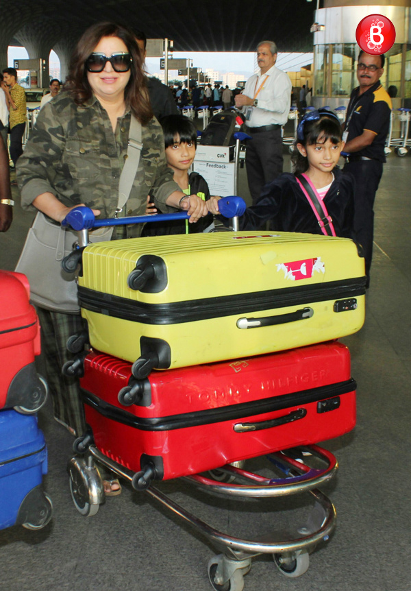 Shirish Kunder, Farah Khan are spotted along with their kids at airport