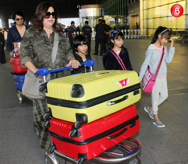 Shirish Kunder, Farah Khan are spotted along with their kids at airport