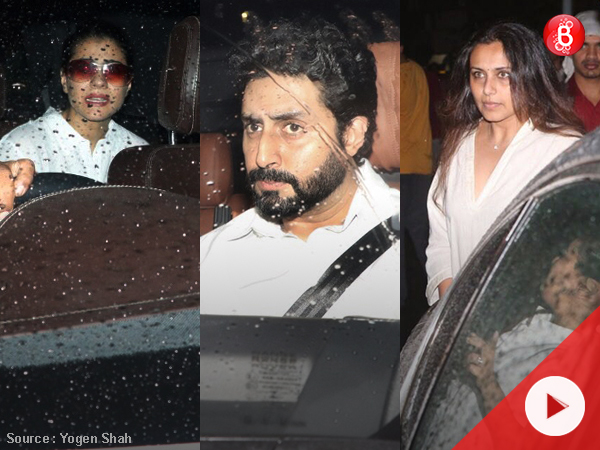 Kajol, Rani Mukerji and Abhishek Bachchan at Shashi Kapoor's house