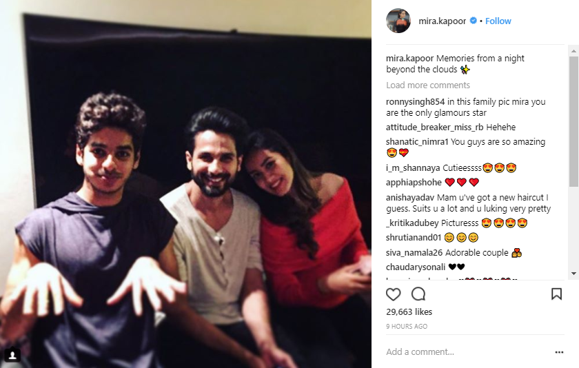 Ishaan Khatter, Shahid Kapoor and Mira Rajput