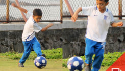 Cuteness Alert: Little Azad Rao snapped playing football. View PICS