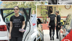 Kareena has a message to give as she steps out for her gym session with bestie Amrita