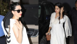 PICS: A smiling Karisma spotted with a sombre Janhvi at Manish Malhotra's house