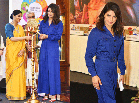 Priyanka Chopra stuns in a blue dress at a Delhi event! VIEW PICS