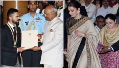 In Pics: Anushka cheers hubby Virat as he receives Khel Ratna Award