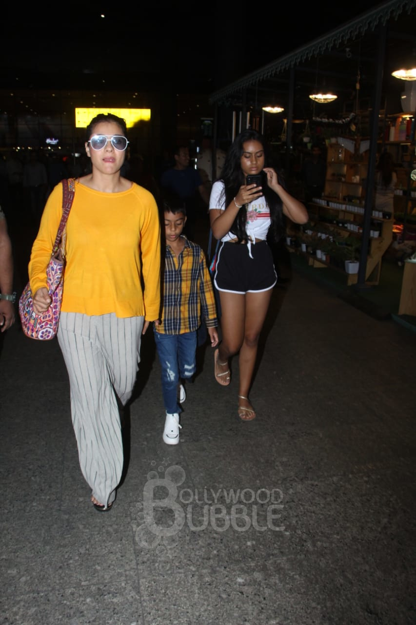 Ajay Devgn Kajol Nysa Yug airport pictures