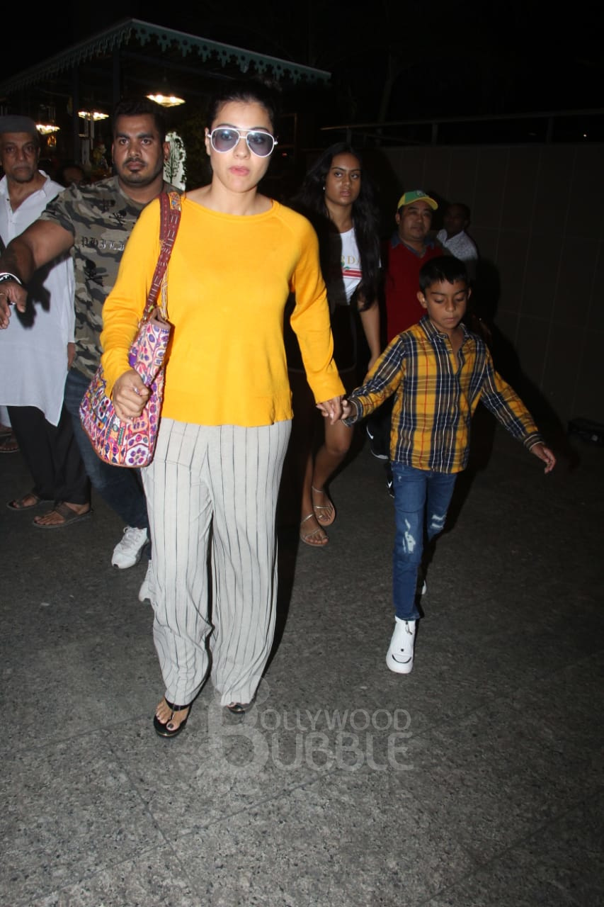 Ajay Devgn Kajol Nysa Yug airport pictures