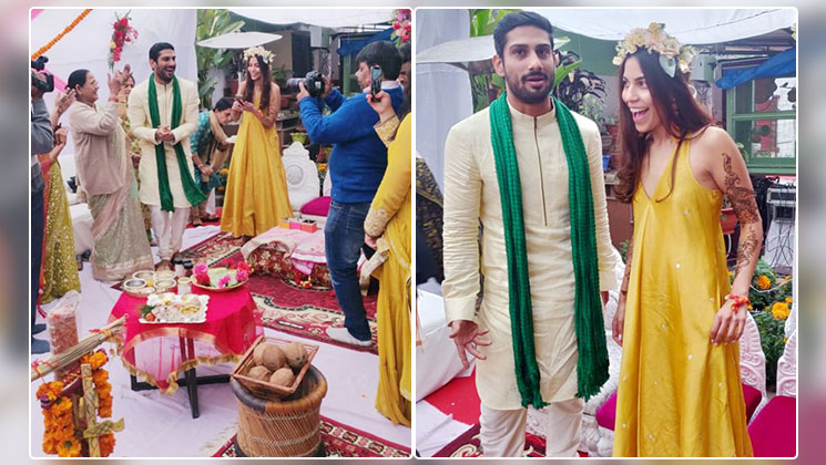 Prateik Babbar Sanya Sagar Mehendi Haldi Pics