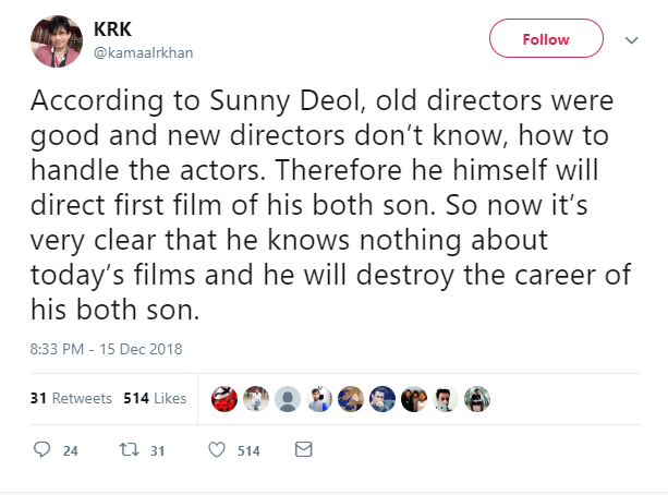 Mocks Sunny Deol and other directors