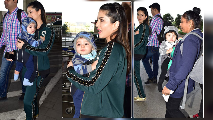 Sunny Leone Twin Babies Airport