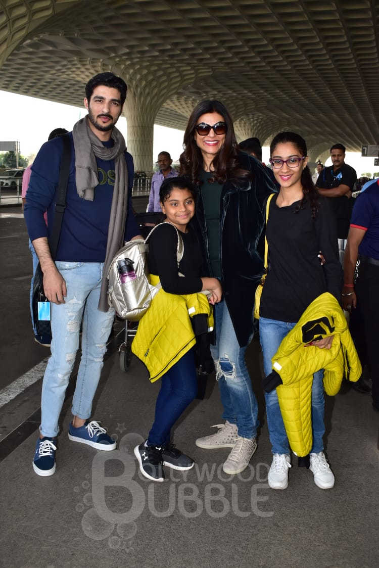sushmita sen rohman shawl daughters spotted airport