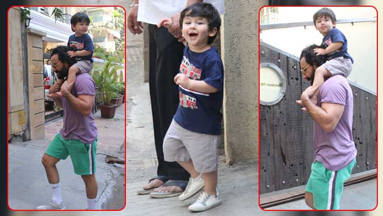 Taimur Piggyback ride Saif spotted