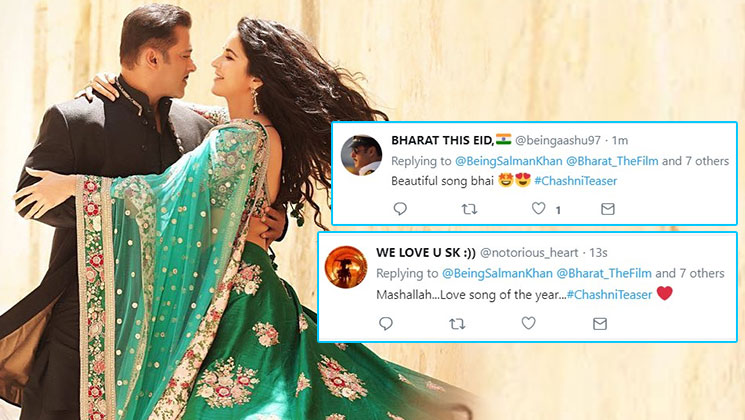 bharat salman khan katrina kaif chashni song teaser twitter reaction