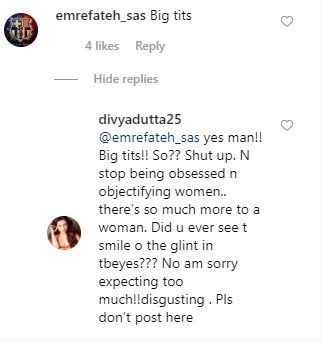 Divya Dutta Blasts Troll For Calling Her 'Big Tits'