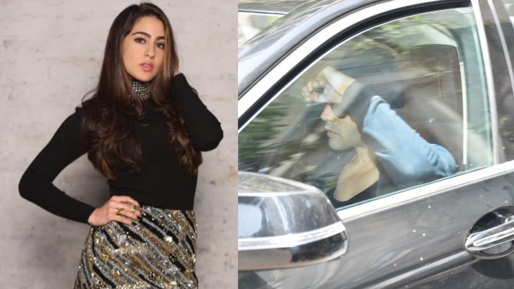kartik aaryan hides face sara ali khan house