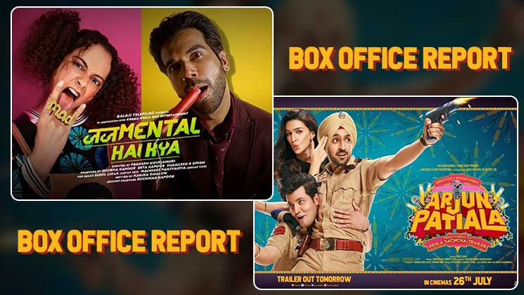 This week we had two very promising films 'Judgementall Hai Kya' and 'Arjun Patiala' hit the silver screens. The trailer of both the films had intrigued the audience. However, it was only Kangana Ranaut and Rajkummar Rao starrer 'Judgementall Hai Kya' that was able to impress the critics and the viewers alike. Naturally, 'Judgementall Hai Kya'(JHK) is having an upper hand in keeping the cash registers ringing. As per a report in Box Office India, 'JHK' minted around Rs 4.50 crore on its first day. Whereas 'Arjun Patiala' collected around Rs. 1.25 crore. Now, these figures are very ordinary given the fact that both of them are struggling to fight against Hollywood flick 'The Lion King'. [inline1] Helmed by Prakash Kovelamudi's 'Judgementall Hai Kya' is written by Kanika Dhillon. The film is in comedy-thriller space and both it's lead actors are a treat to watch. Kangana and Rajkummar are definitely the highlights of the film. Whereas Rohit Jugraj's 'Arjun Patiala is a romantic spoof starring Kriti Sanon, Diljit Dosanjh and Varun Sharma in the lead. Now the first-weekend collections of these films will decide their fate at the box office. Maybe word of mouth will help in their favour and their collection graph might witness an upward jump.  Also Read: ‘Judgementall Hai Kya’ Mid-Ticket Review: The first half of the movie hits the ball out of the park