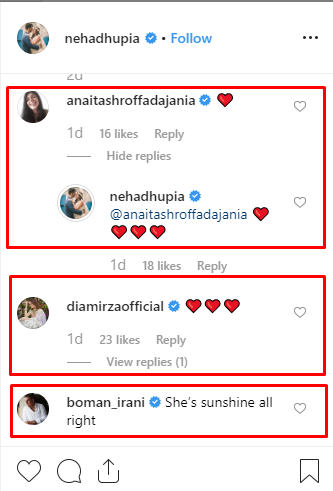 Mehr Dhupia, Neha Dhupia Instagram post