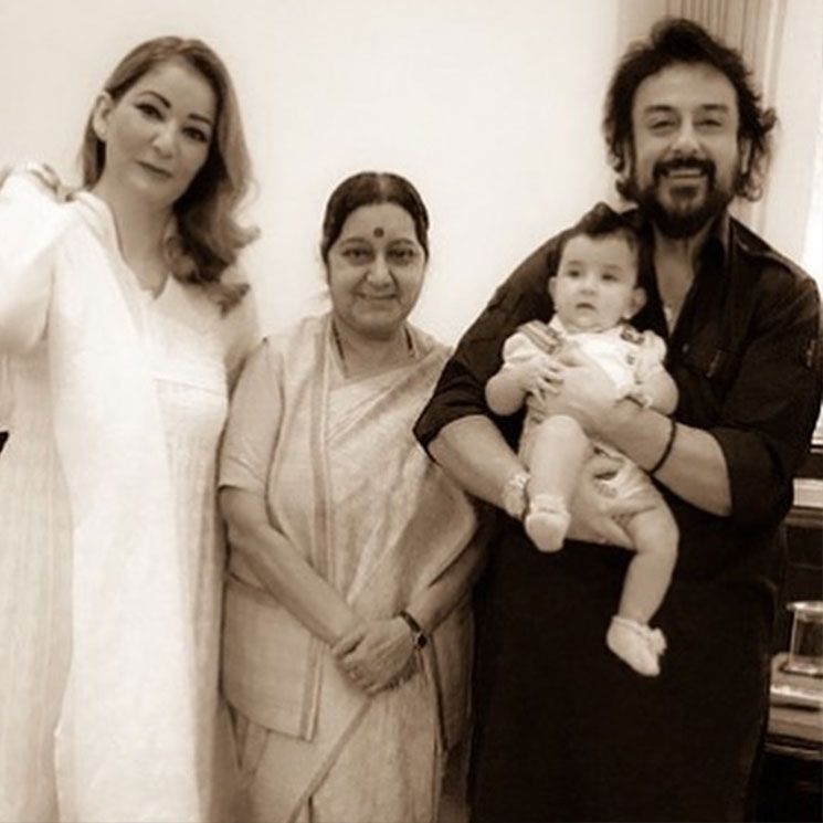 Adnan Sami and family with Sushma Swaraj