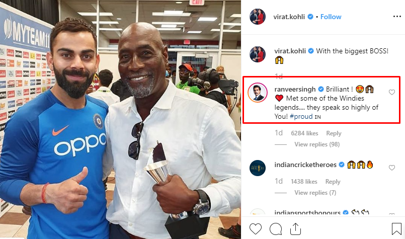 Ranveer's comment on Virat