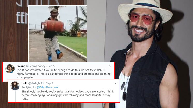 vidyut jammwal work out LPG cylinder