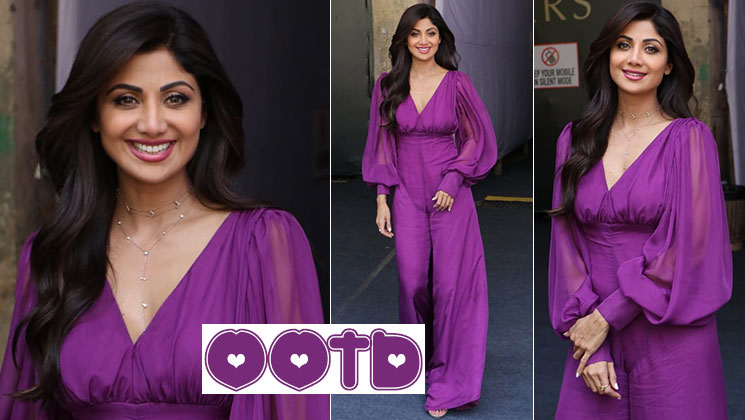Shilpa Shetty purple jumpsuit