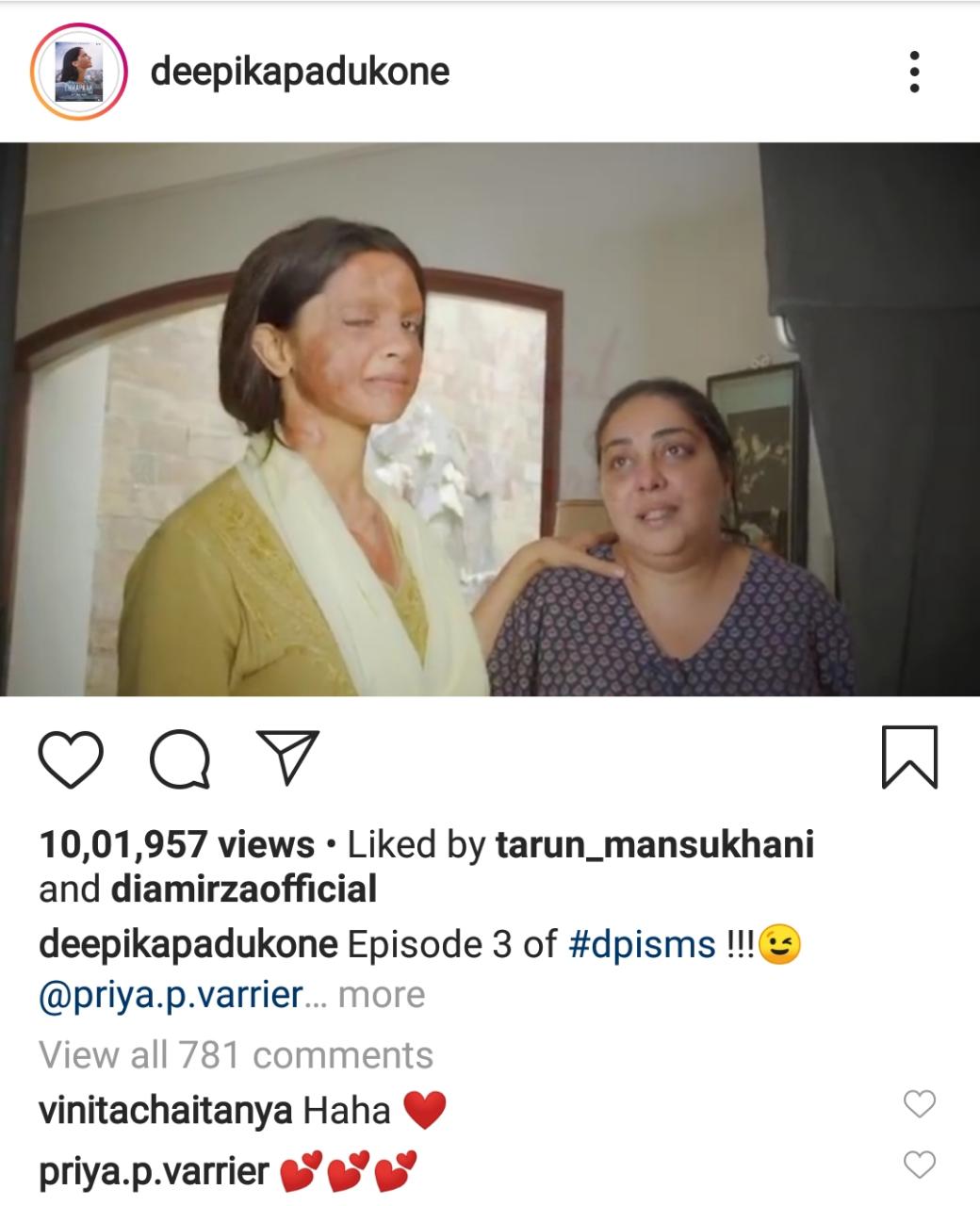 Priya Prakash Varrier's Comment On Deepika Padukone's Chhapaak Wink