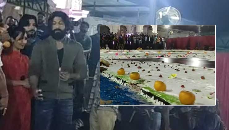 K.G.F Star, Yash Celebrates His Birthday As He Cuts A Cake Of 5,700 Kgs  With Ayra And Radhika