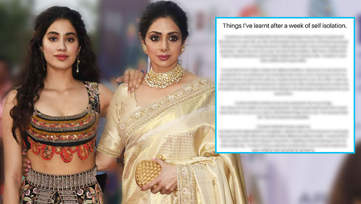 Janhvi Kapoor self-isolation