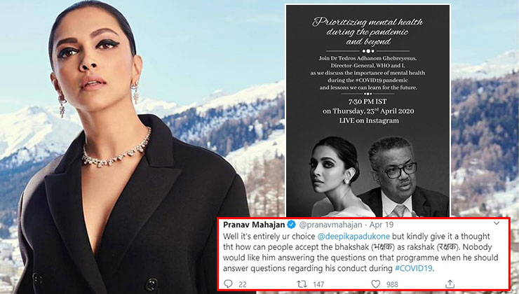 deepika padukone WHO cheif