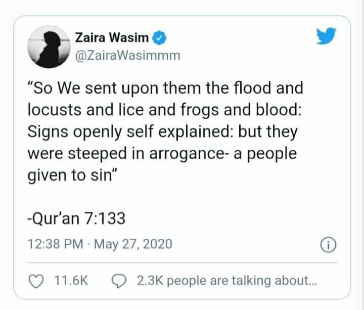 Zaira Wasim tweet
