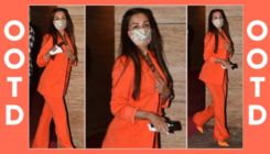 Birthday girl Malaika Arora stuns in a fiery orange suit as she steps out for her B-day bash - view pics