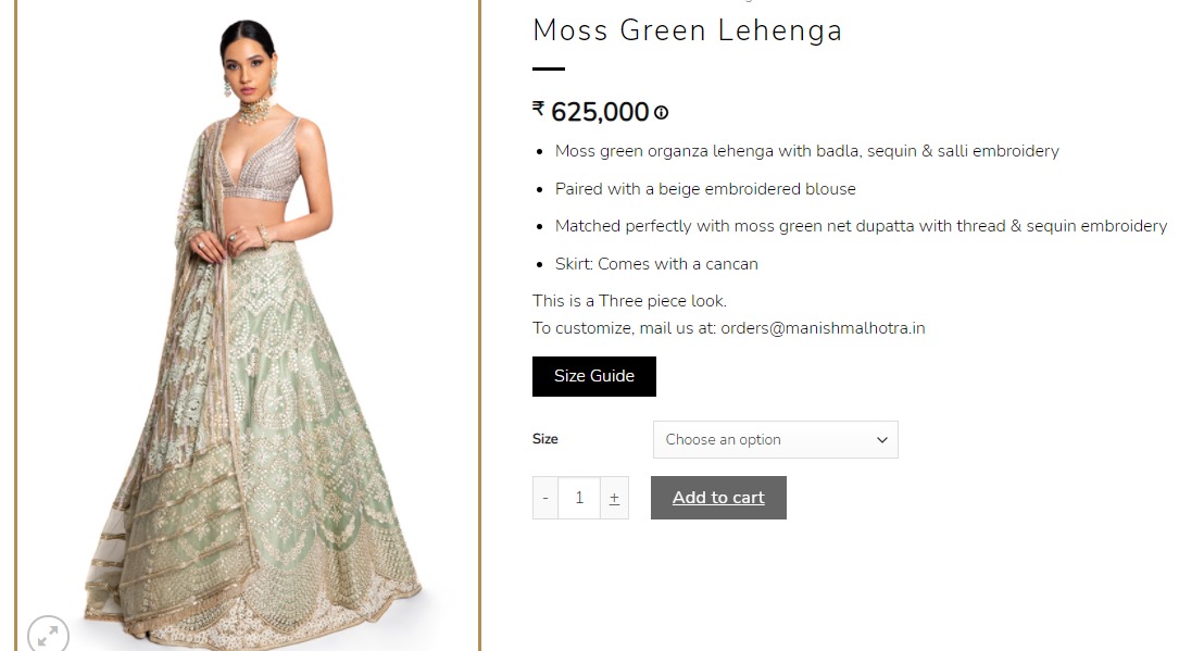 Manish Malhotra lehenga price