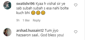 Fans comment on Vishal Dadlani's post
