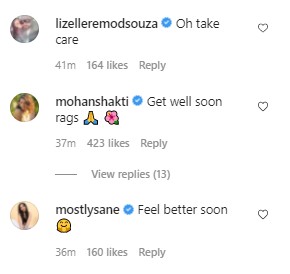 celebs comment on raghav's post
