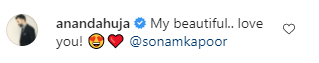 anand ahuja comment, sonam kapoor instagram post, 