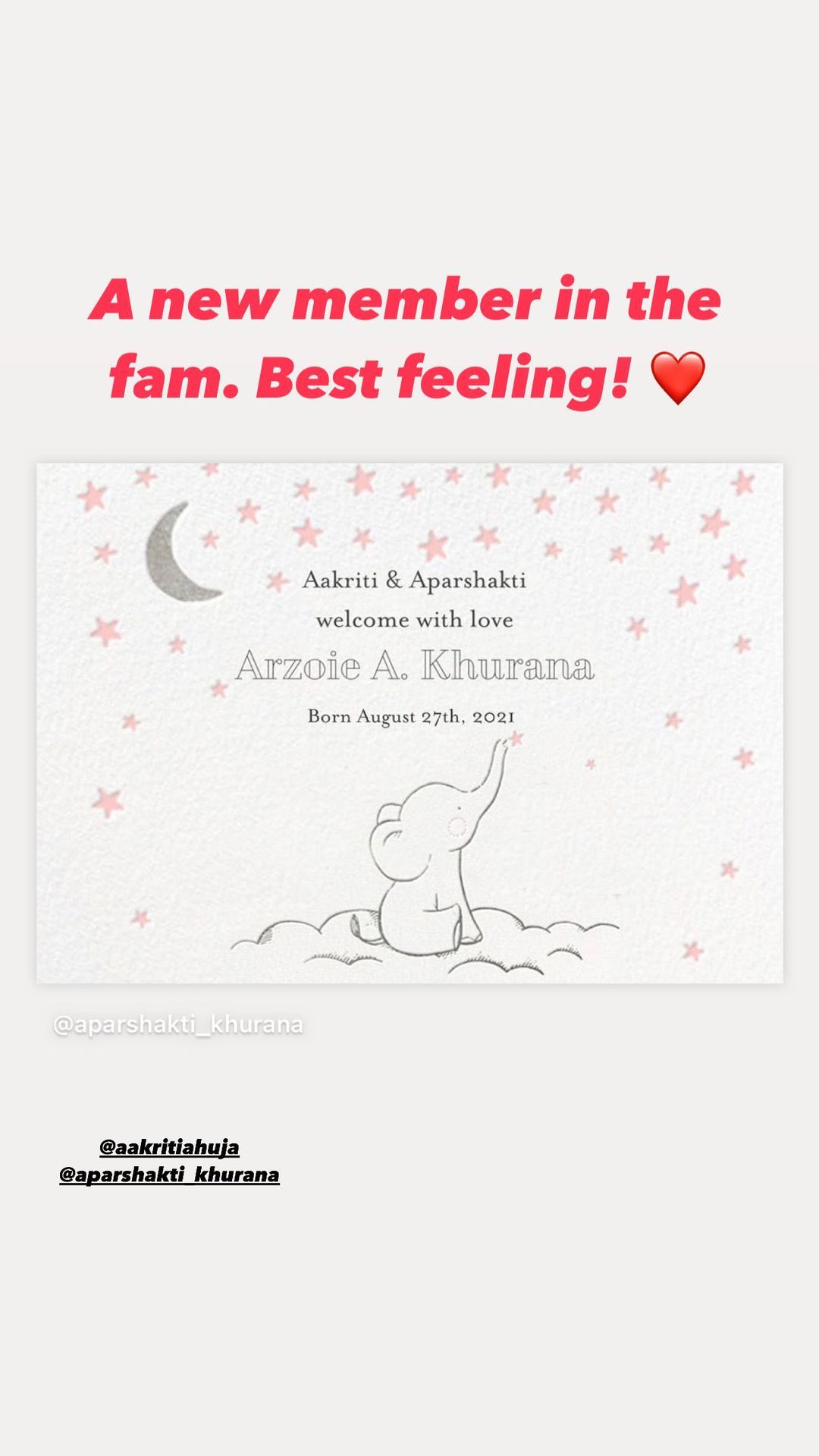 Ayushmann Khurrana's post on becoming uncle 