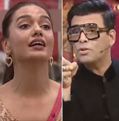 Divya Agarwal, Karan Johar, Karan Divya, Zeeshan sudden eviction, Akshara Singh, Bigg Boss, Bigg boss OTT, Zeeshan Khan, Pratik Sehajpal, Ridhima Pandit, Neha Bhasin, Raqesh Bapat, Millind Gaba, Karan Nath, Nishant Bhat