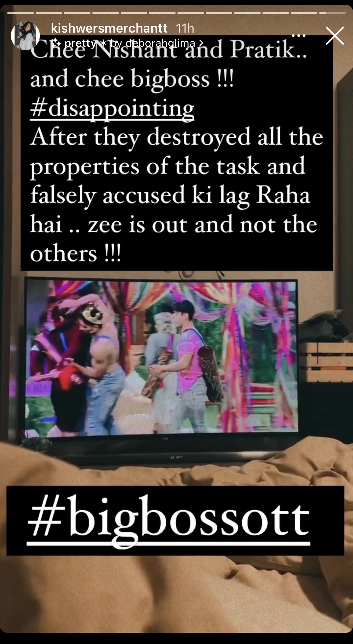 Zeeshan Khan, Zeeshans sudden eviction, Kishwer Merchant Instagram story, Kishwer supports Zeeshan 