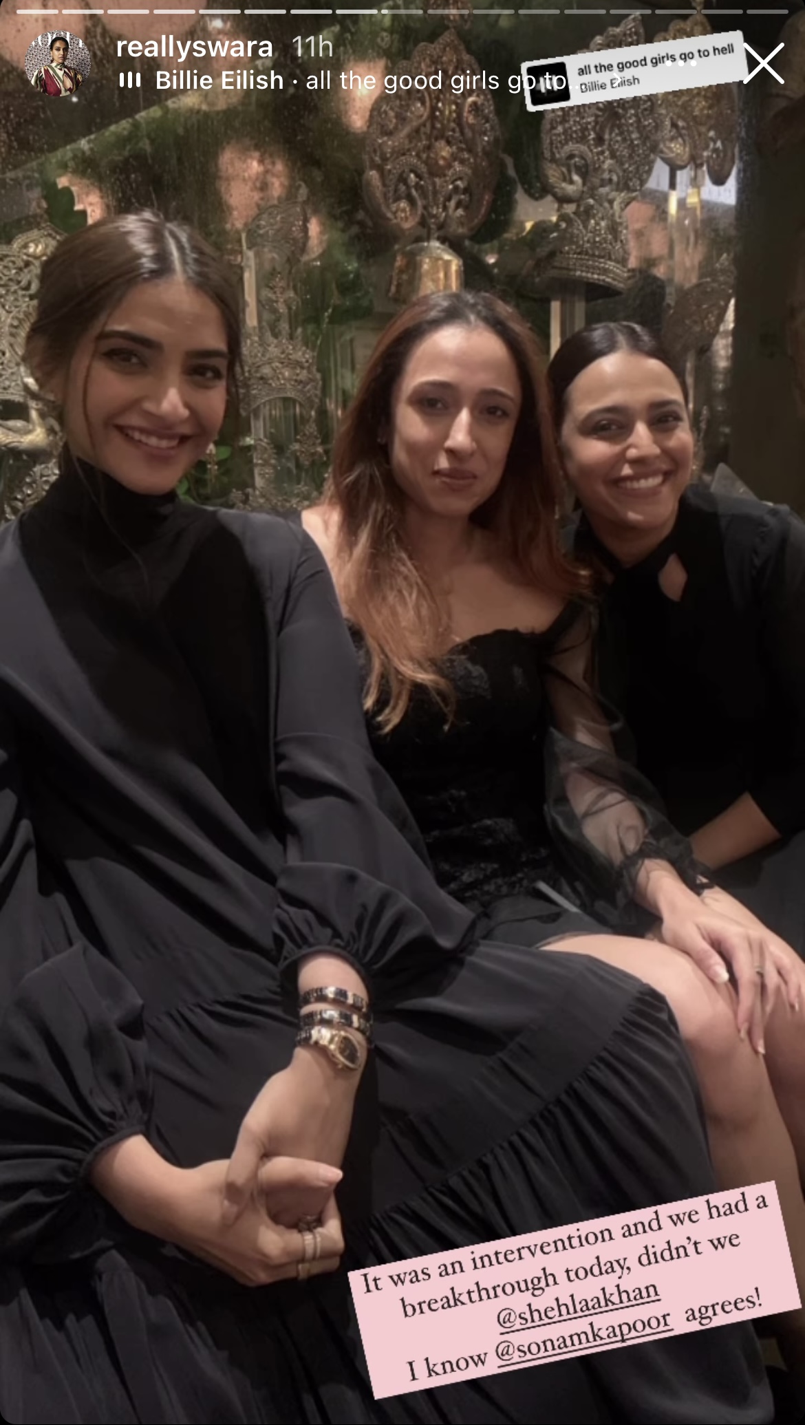 sonam kapoor, swara bhasker, rhea kapoor, rhea kapoor wedding, anli kapoor daughter, karan boolani, veere di wedding, swara dancing with sonam and rhea kapoor, sonam kapoor instagram,