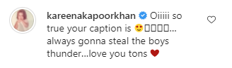 kareena's comment on arjun's post