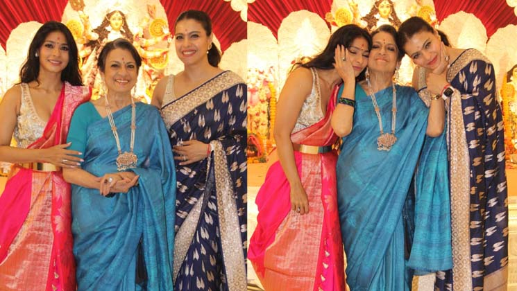 kajol, kajol attends durga puja, kajol at durga puja,