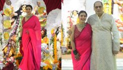 PICS: Kajol looks resplendent in a pink saree as she celebrates Durga Puja with close ones