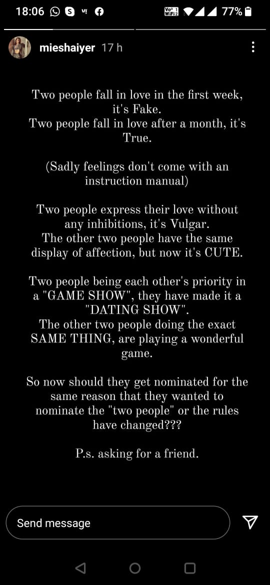 Tejasswi Prakash, Miesha Iyer, Karan Kundrra, Bigg Boss 15