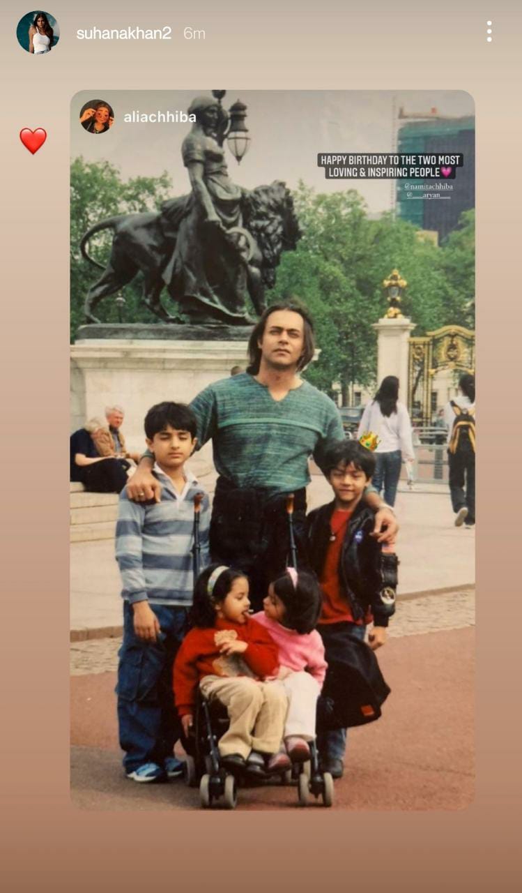 suhana khan instagram story on aryan khan birthday