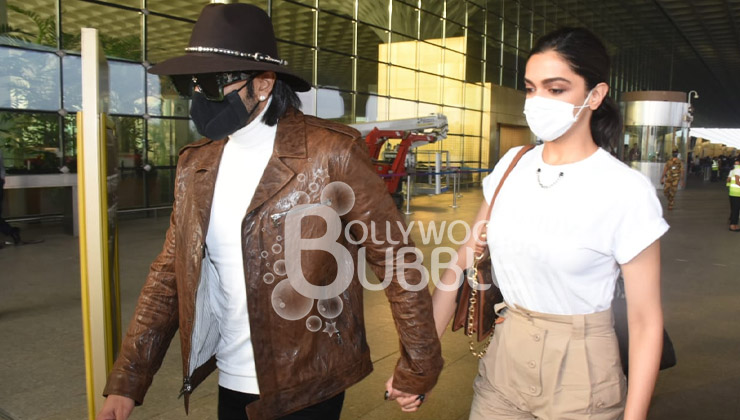 Ranveer Singh and Deepika Padukone hold hands at the airport